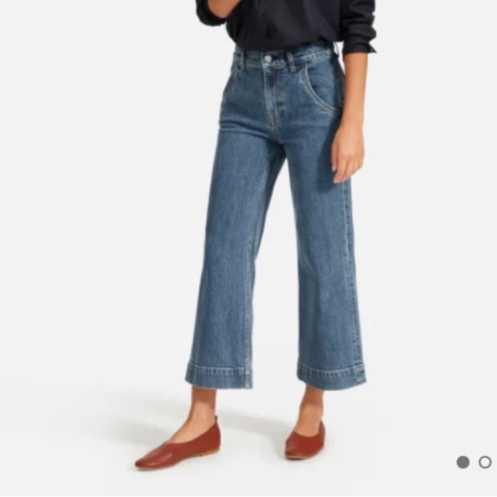 Everlane the wide leg jean in medium blue wash